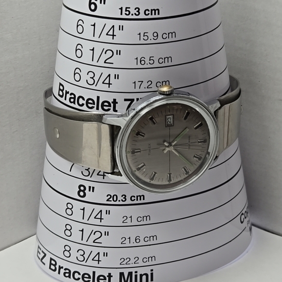 Timex Viscount 1971 Silver Date Watch Self Winding Retro Don Juan By Flatau Cuff - Picture 7 of 11